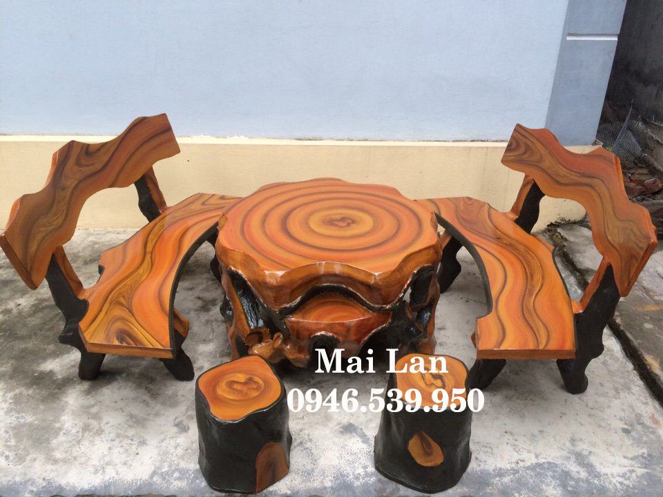 Bàn ghế đá giả gỗ ML5