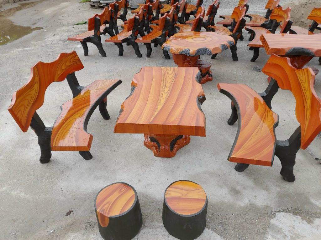 bàn ghế giả gỗ chữ nhật