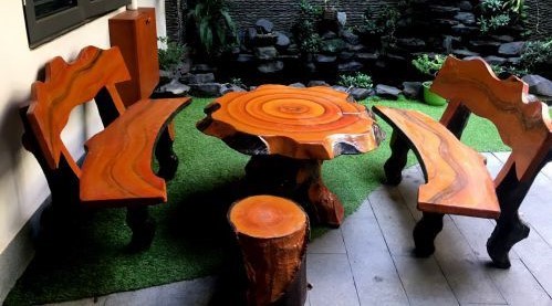 bàn ghế giả gỗ hình nấm