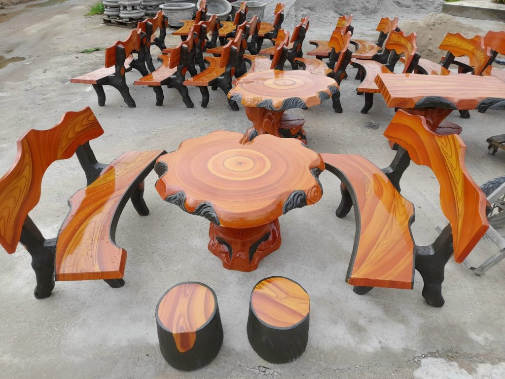 bàn ghế giả gỗ nấm